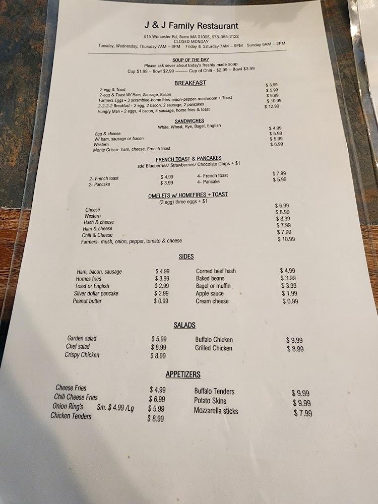 J&J FAMILY RESTAURANT LLC Menu image 1